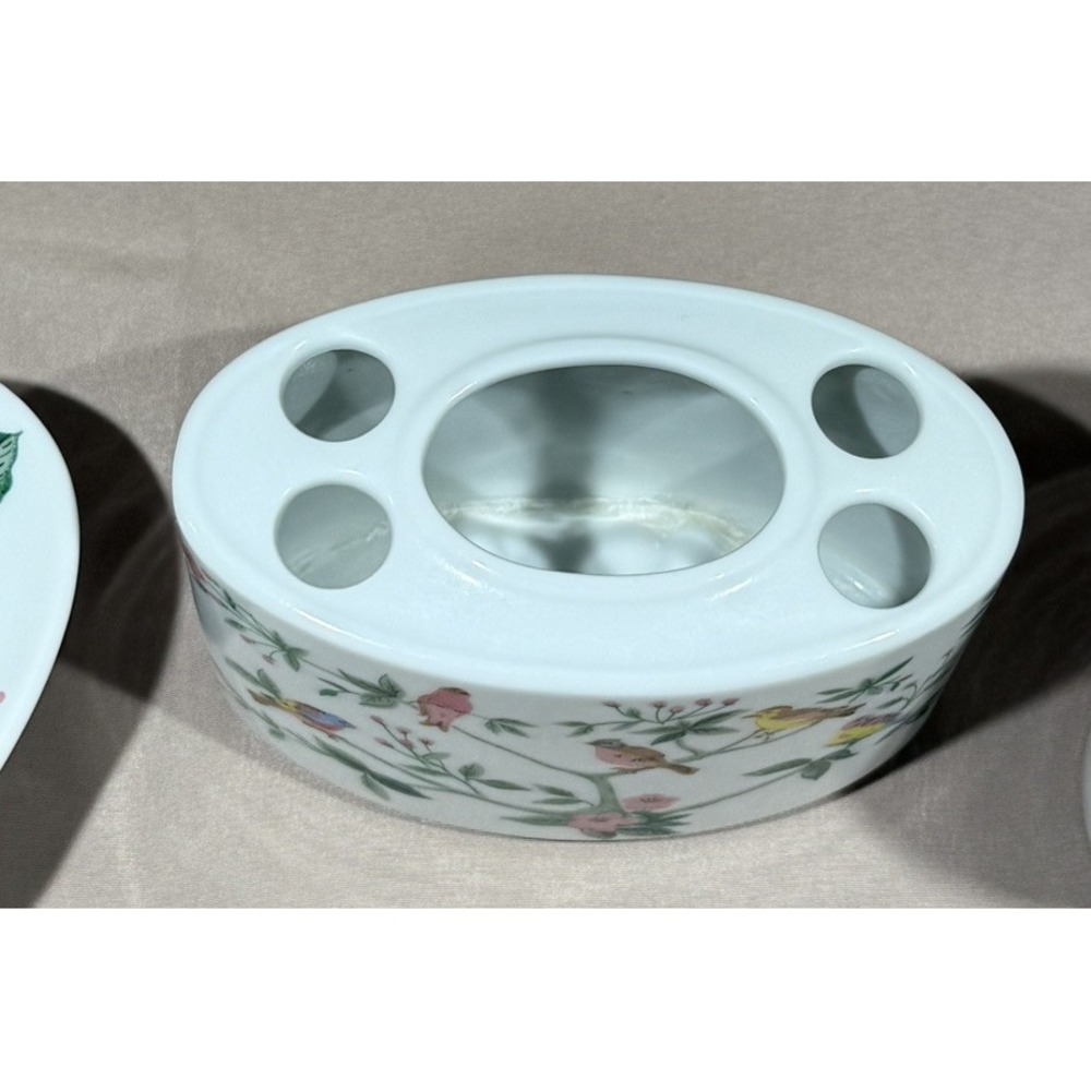 Vtg Jakson Midcentury Tropical Birds Toothbrush Holder Soap Dish Cup Tree Floral - Picture 8 of 15